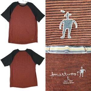 Smartwool Shirt Men Size Large L Merino Wool Short Sleeve Red Striped Flaw